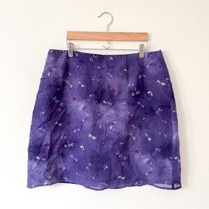 Y2K / 90s purple dragonfly mid length skirt